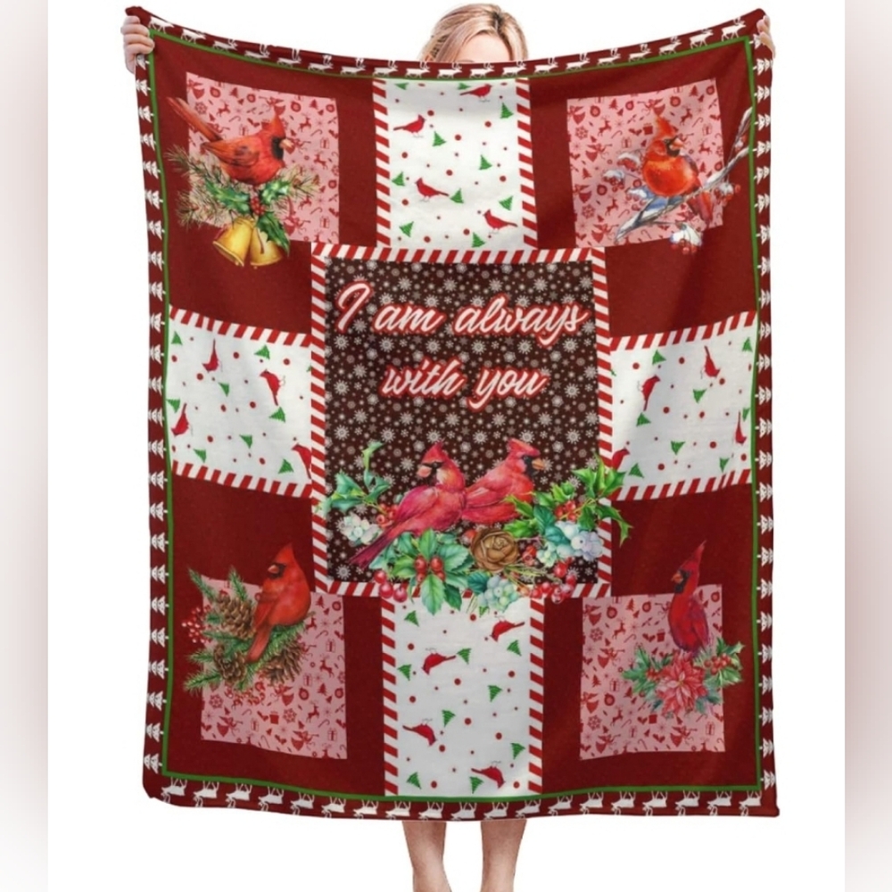 50" x 60" Throw Blanket Cardinals I Am Always With You